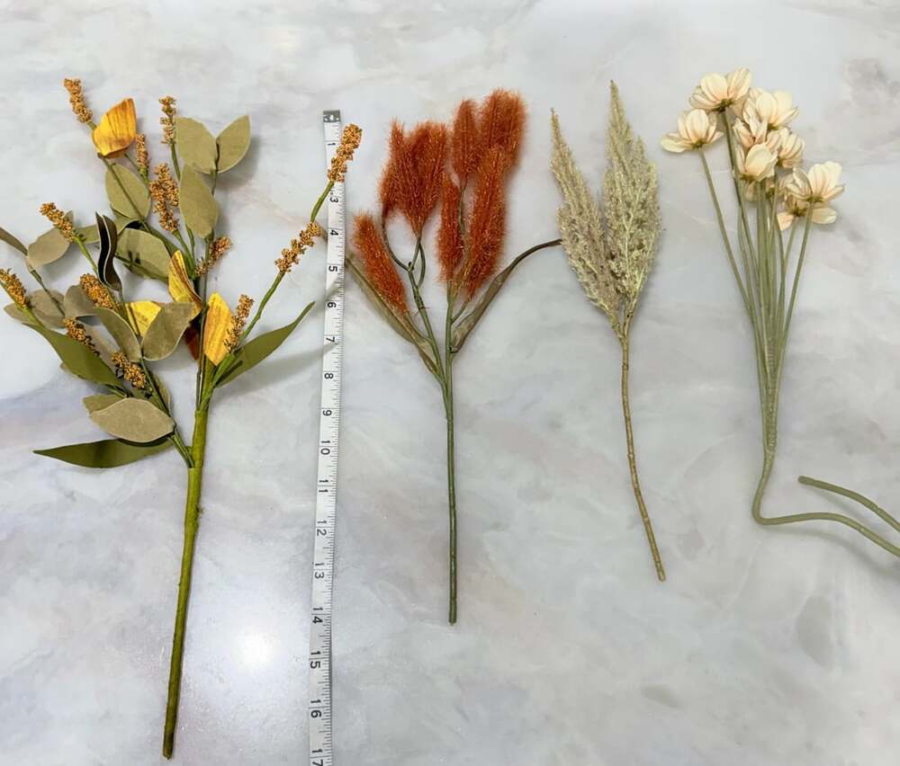 Artificial Autumn Wheat and Faux Flower Branch Arrangement